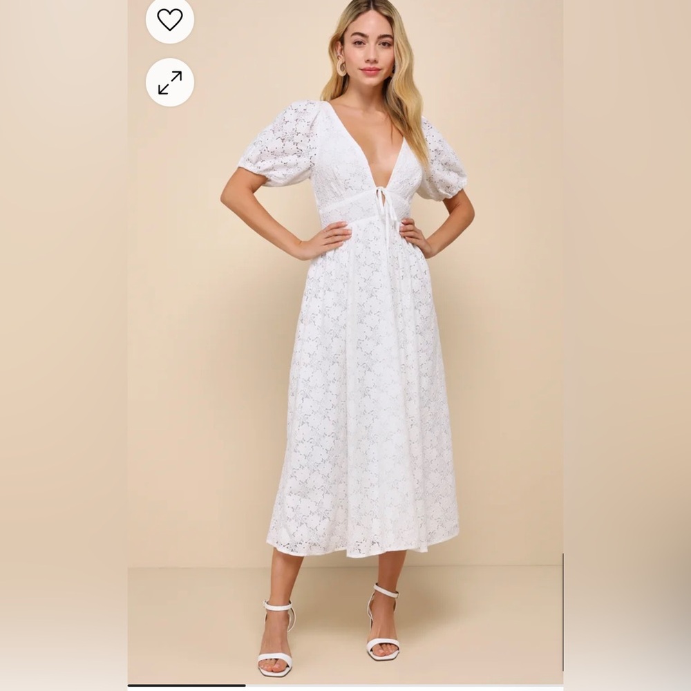 Lulus White Crochet Lace Backless Midi Dress